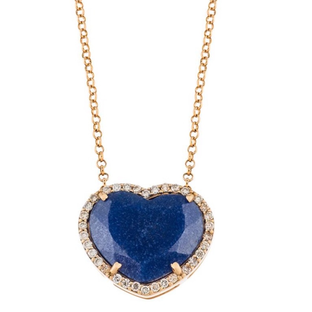 18k Rose Gold Heart Necklace in navy quartz